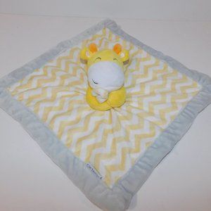 Carters Yellow White Giraffe Chevron Gray Trim Plush Baby Security Blanket Nunu